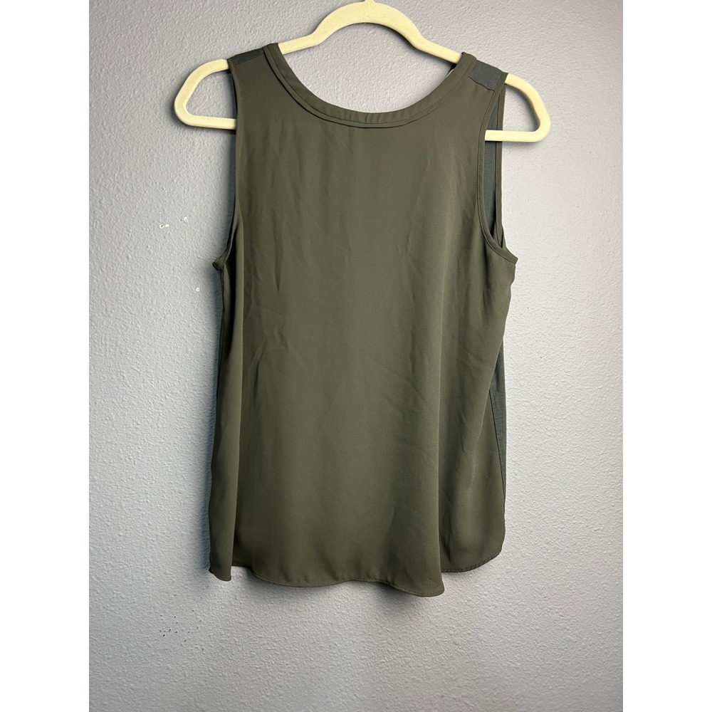 Loft Small Olive Green Gorpcorp Mixed Media Sleeveless Tie V-Neck Layer Top